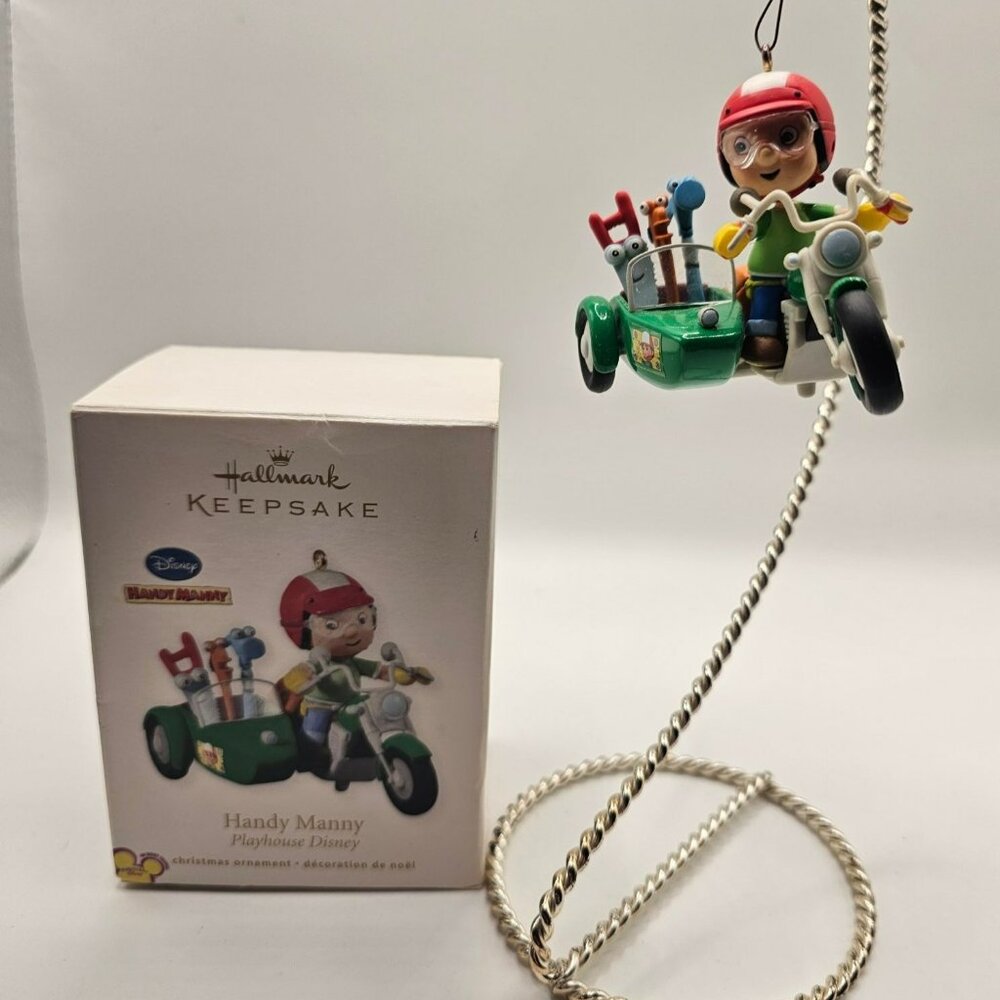 Handy Manny Disney Hallmark Keepsake Ornament Christmas‎ 2010 Green Motorcycle &